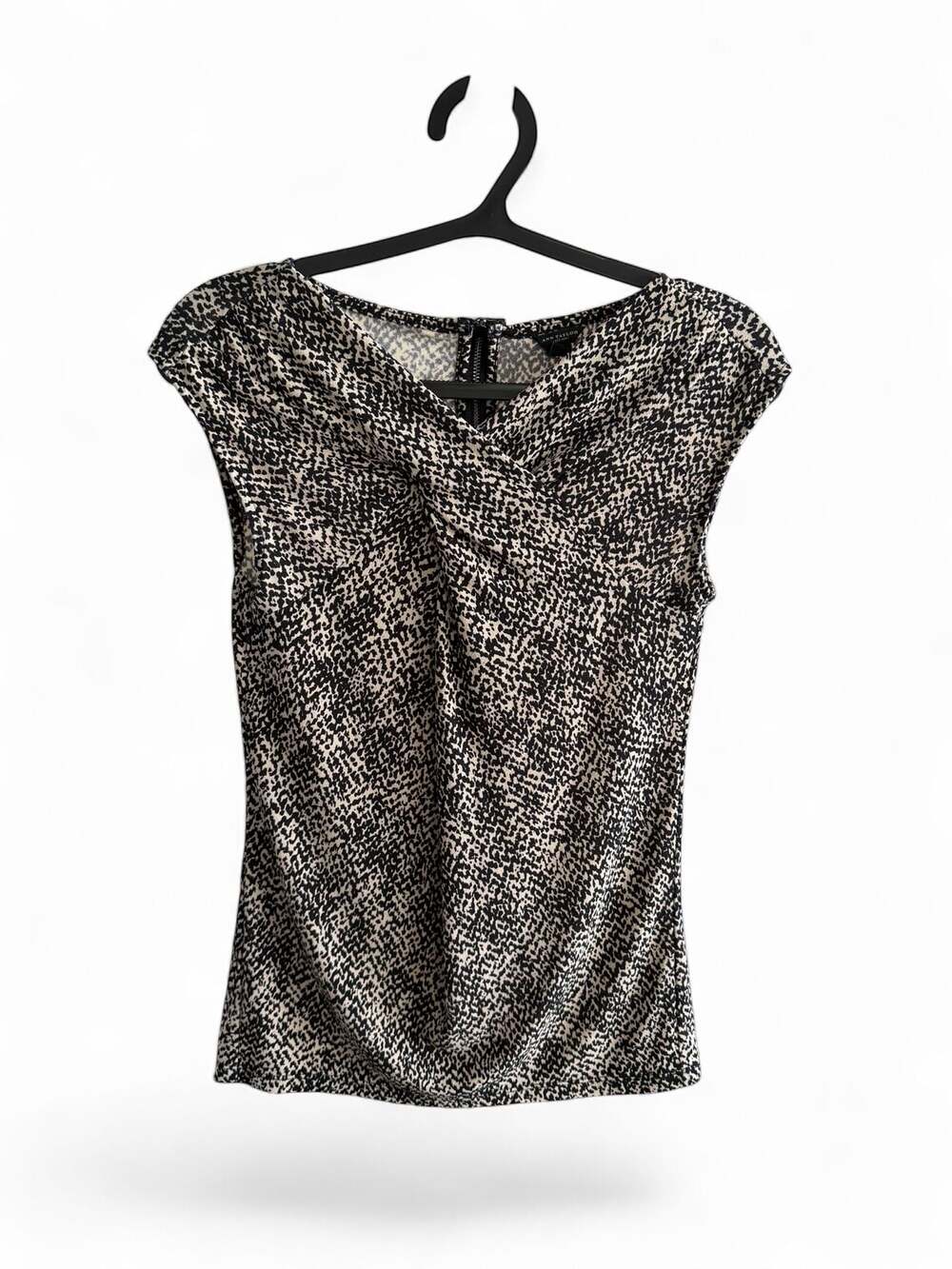Ann Taylor Twist Front Animal Print Sleeveless Blouse with Back Zip